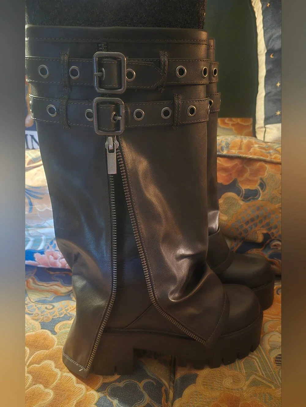 Brand new Darker Waves tall brown foldover boots size 9..